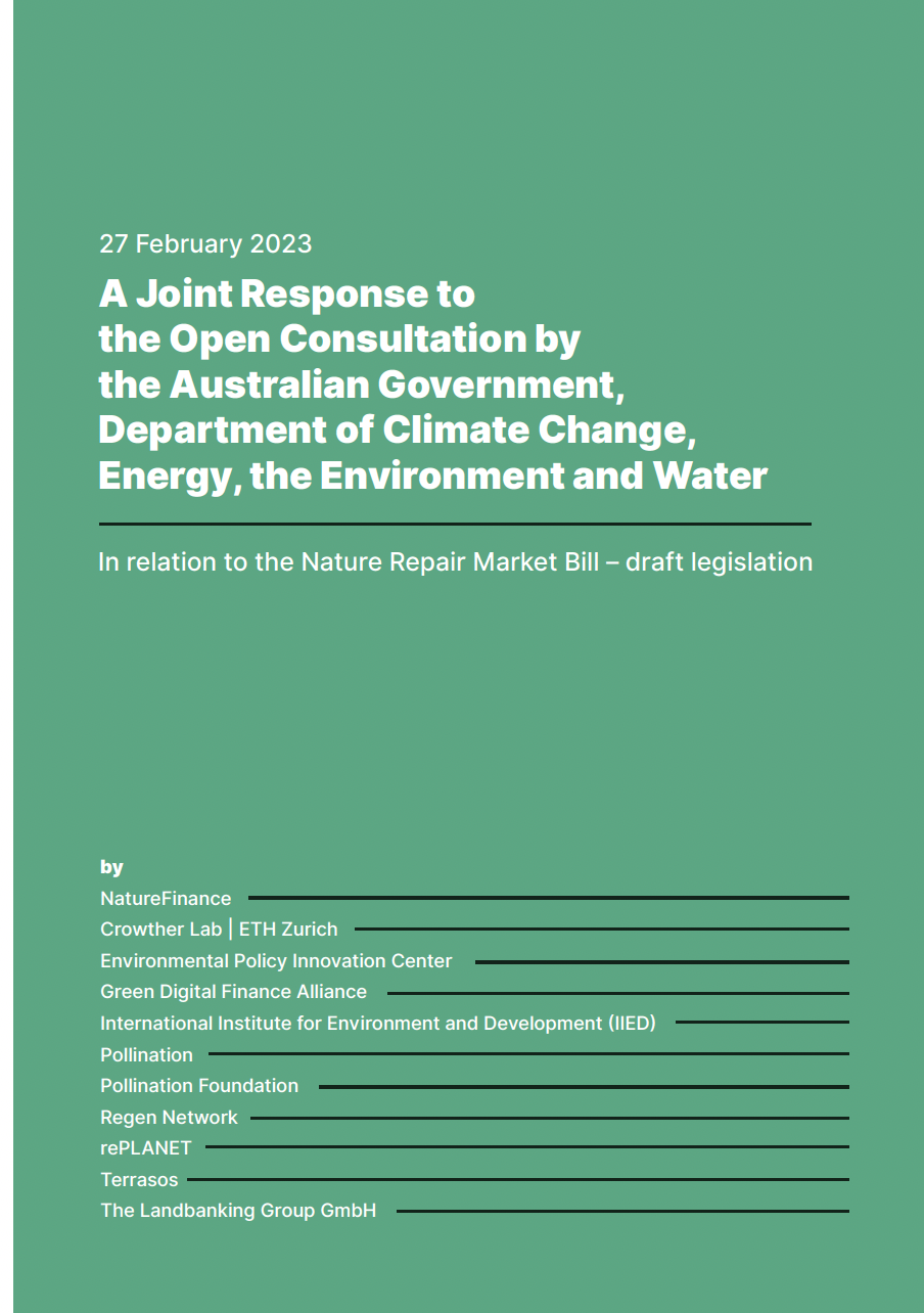 استجابة مشتركة للمشاورة الأسترالية حول سوق إصلاح الطبيعة